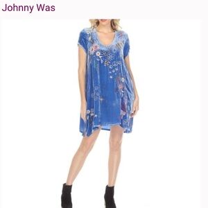 Johnny Was Velvet Drape Tunic Dress Boho Chic, S